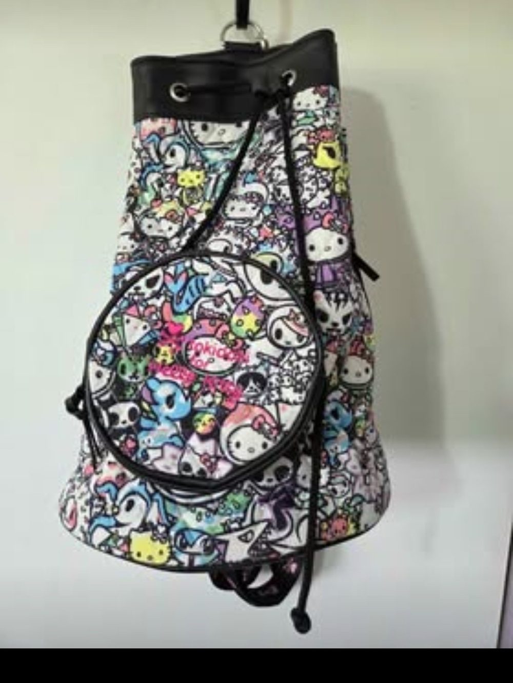 Tokidoki Hello Kitty Drawstring Bucket Bag with Front Pouch